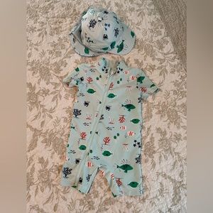 Carters 12 Months Zipper Swimsuit with Hat